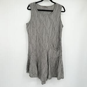 Cut Loose Textured Windowpane Ruffle Hem Tunic Dress With Pocket Size Medium M